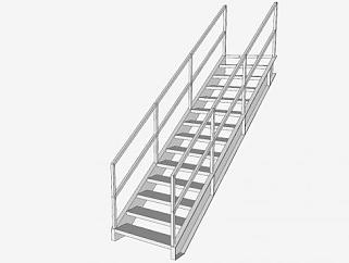 工业楼梯铁楼梯SU模型下载_sketchup草图大师SKP模型