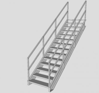 工业楼梯铁楼梯SU模型下载_sketchup草图大师SKP模型