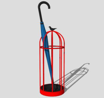 红色铁艺鸟笼小品SU模型下载_sketchup草图大师SKP模型