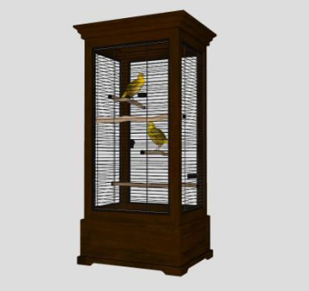 方体木质鸟笼小品SU模型下载_sketchup草图大师SKP模型