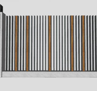 新中式景墙围墙景观墙SU模型下载_sketchup草图大师SKP模型