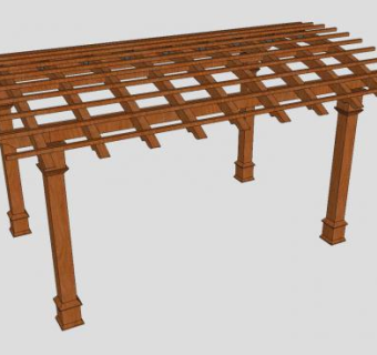 防腐木木制花架廊架SU模型下载_sketchup草图大师SKP模型
