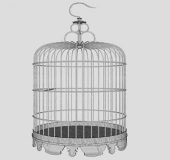 灰色鸟笼装饰品SU模型下载_sketchup草图大师SKP模型