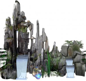 假山植物花草SU模型下载_sketchup草图大师SKP模型