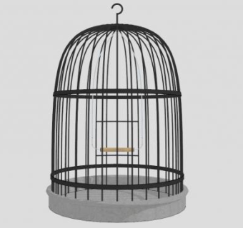 黑色老式鸟笼SU模型下载_sketchup草图大师SKP模型