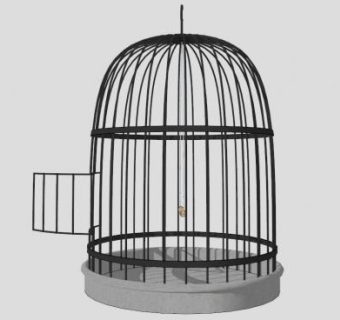 现代黑色老式鸟笼SU模型下载_sketchup草图大师SKP模型