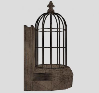 现代木质鸟笼饰品SU模型下载_sketchup草图大师SKP模型