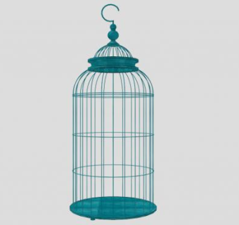 铁艺青色鸟笼吊挂饰品SU模型下载_sketchup草图大师SKP模型