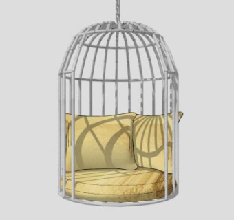 鸟笼西餐厅铁艺休闲沙发SU模型下载_sketchup草图大师SKP模型