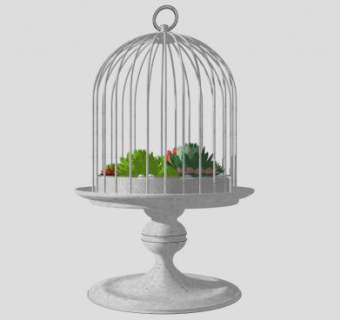 欧式休闲鸟笼装饰品SU模型下载_sketchup草图大师SKP模型