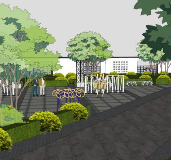 小游园景观设施SU模型下载_sketchup草图大师SKP模型