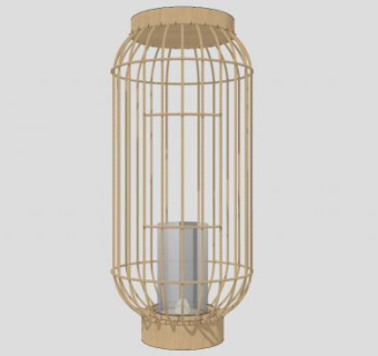休闲简约木艺鸟笼落地灯装饰品SU模型下载_sketchup草图大师SKP模型