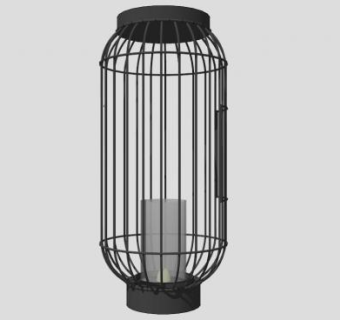 简约铁艺鸟笼落地灯SU模型下载_sketchup草图大师SKP模型