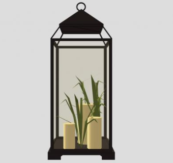 欧式落地灯装饰品SU模型下载_sketchup草图大师SKP模型