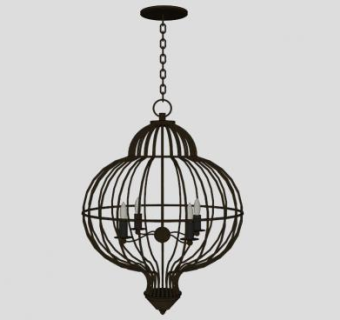欧式复古鸟笼吊灯SU模型下载_sketchup草图大师SKP模型