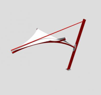 现代休闲红色钢架张拉膜SU模型下载_sketchup草图大师SKP模型