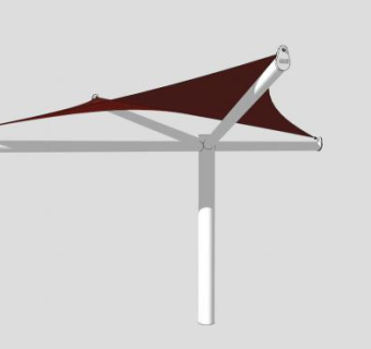 现代休闲红色张拉膜户外伞SU模型下载_sketchup草图大师SKP模型