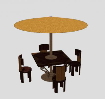 庭院欧式休闲木质户外伞座SU模型下载_sketchup草图大师SKP模型