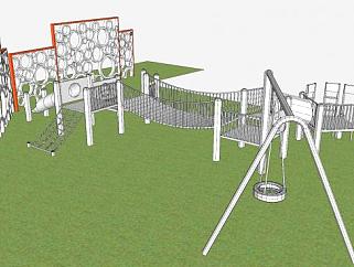 景墙和儿童游乐设施SU模型下载_sketchup草图大师SKP模型