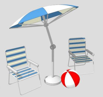沙滩户外遮阳伞座SU模型下载_sketchup草图大师SKP模型