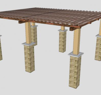 欧式防腐木廊架SU模型下载_sketchup草图大师SKP模型