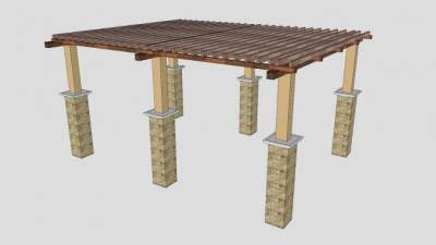 欧式防腐木廊架SU模型下载_sketchup草图大师SKP模型
