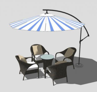 欧式休闲沙发户外伞座SU模型下载_sketchup草图大师SKP模型