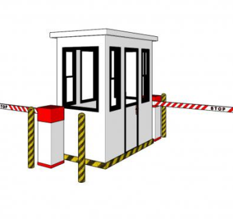 门卫亭道闸SU模型下载_sketchup草图大师SKP模型