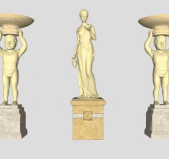 欧式天使人物雕塑雕像SU模型下载_sketchup草图大师SKP模型