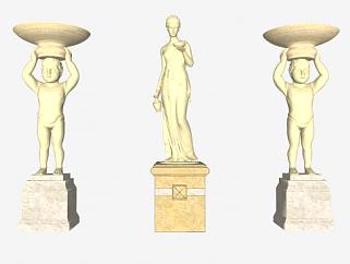 欧式天使人物雕塑雕像SU模型下载_sketchup草图大师SKP模型