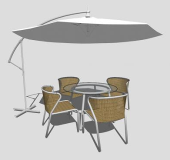 咖啡厅白色罗马伞户外伞SU模型下载_sketchup草图大师SKP模型