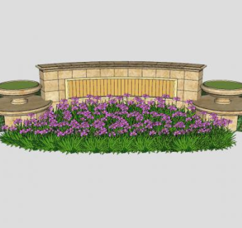 欧式小区泰山石景墙SU模型下载_sketchup草图大师SKP模型