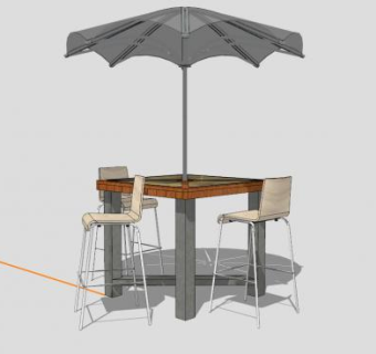 别墅花园休闲户外伞座椅SU模型下载_sketchup草图大师SKP模型