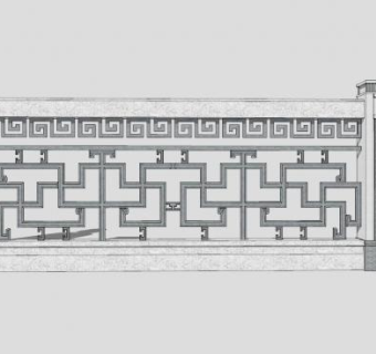 中式石桥栏杆古典栏杆SU模型下载_sketchup草图大师SKP模型