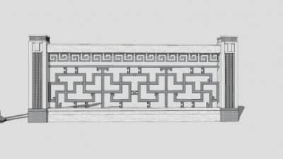 中式石桥栏杆古典栏杆SU模型下载_sketchup草图大师SKP模型