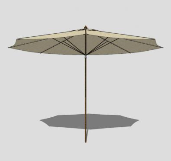 休闲杏色户外伞SU模型下载_sketchup草图大师SKP模型