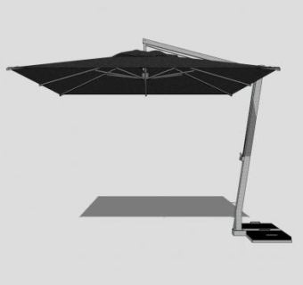 黑色户外伞罗马伞SU模型下载_sketchup草图大师SKP模型