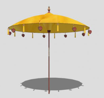 草坪休闲黄色儿童户外伞SU模型下载_sketchup草图大师SKP模型