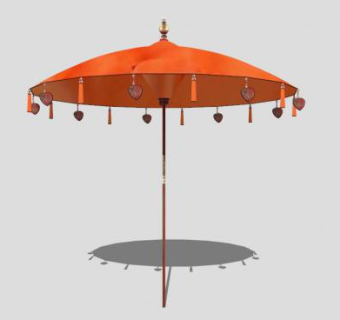 草坪橙色儿童户外伞SU模型下载_sketchup草图大师SKP模型