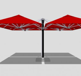商业街红色罗马伞户外伞SU模型下载_sketchup草图大师SKP模型