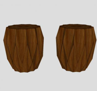 木制根艺茶桌凳子SU模型下载_sketchup草图大师SKP模型