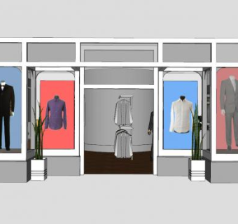 男士服装店店面商铺SU模型下载_sketchup草图大师SKP模型