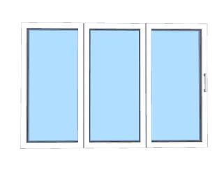 三扇连排玻璃窗户窗口SU模型下载_sketchup草图大师SKP模型