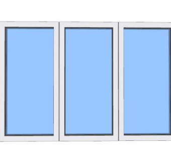 三扇连排玻璃窗户窗口SU模型下载_sketchup草图大师SKP模型