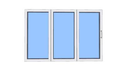 三扇连排玻璃窗户窗口SU模型下载_sketchup草图大师SKP模型