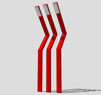 中式红色创意路灯LED灯柱SU模型下载_sketchup草图大师SKP模型