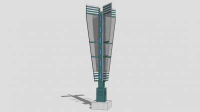 商业街创意路灯灯柱SU模型下载_sketchup草图大师SKP模型