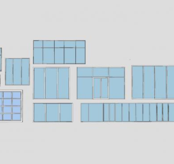 玻璃门窗集合SU模型下载_sketchup草图大师SKP模型