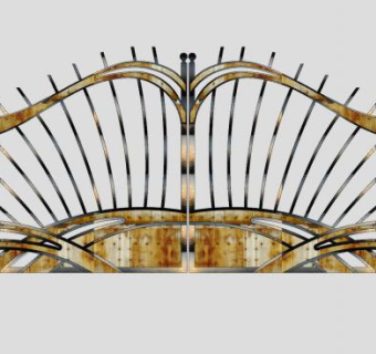 欧式金色铁艺大门门口SU模型下载_sketchup草图大师SKP模型