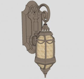 欧式商业街装饰六角壁灯SU模型下载_sketchup草图大师SKP模型